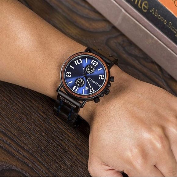 BRAND NEW MENS STYLISH WOODEN STAINLESS STEEL WATCH NWT - Picture 6 of 8